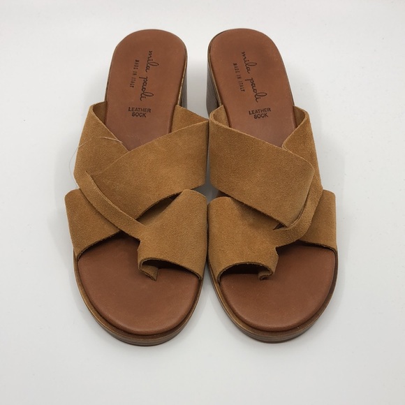 Mila Paoli Woman Suede strap Slip on Block Heel Sandal size 9.5 - Picture 2 of 6